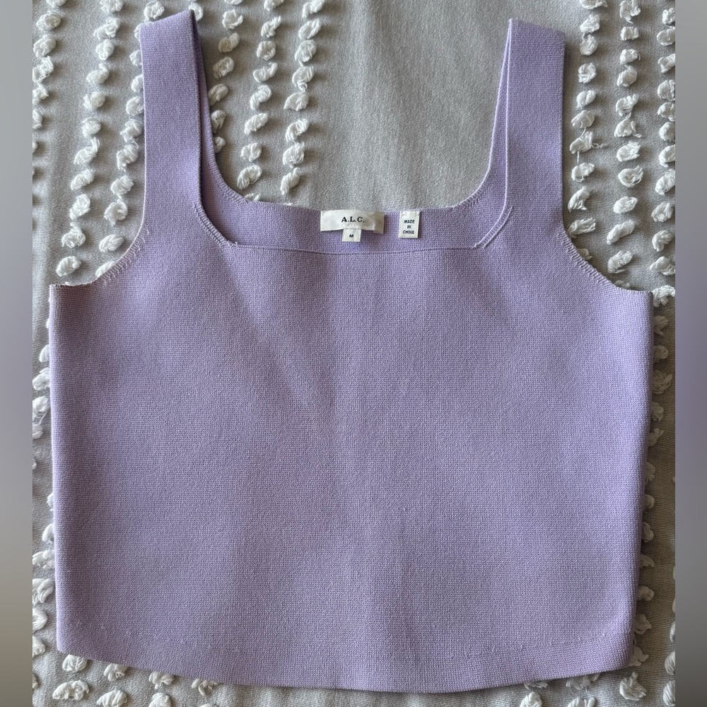 A.L.C. Purple Fitted Sleeveless Crop Tank Top